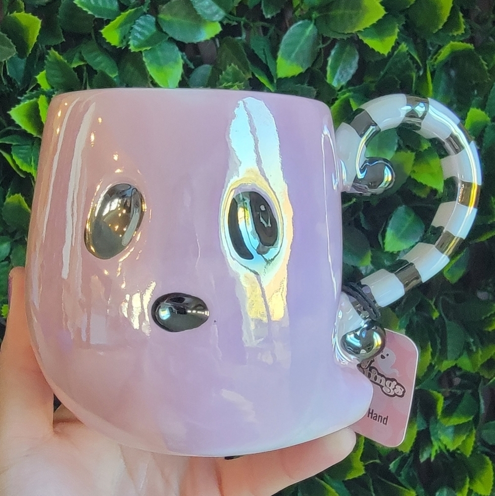 NWT Happy Hauntings Irredescent Pink Ghost Halloween Mug!